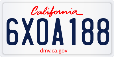 CA license plate 6XOA188