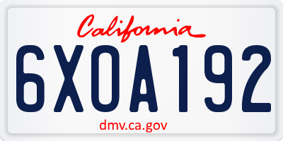 CA license plate 6XOA192