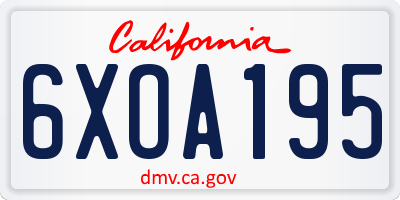 CA license plate 6XOA195