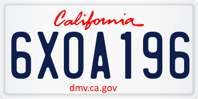 CA license plate 6XOA196