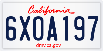 CA license plate 6XOA197