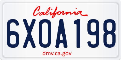 CA license plate 6XOA198
