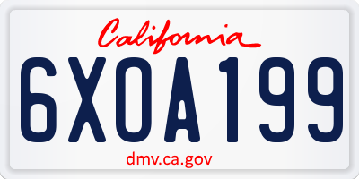 CA license plate 6XOA199