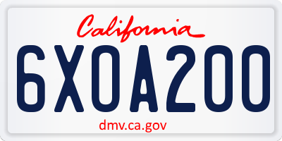 CA license plate 6XOA200