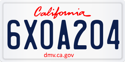 CA license plate 6XOA204