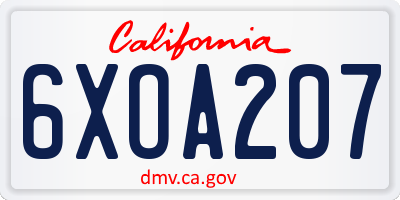 CA license plate 6XOA207