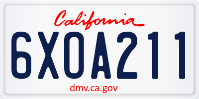 CA license plate 6XOA211