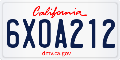 CA license plate 6XOA212