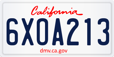 CA license plate 6XOA213