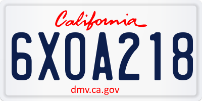 CA license plate 6XOA218