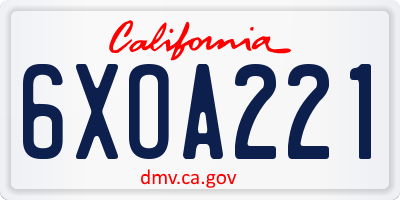 CA license plate 6XOA221