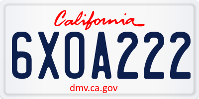 CA license plate 6XOA222