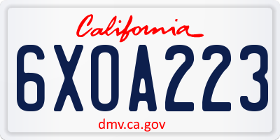 CA license plate 6XOA223