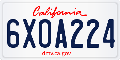 CA license plate 6XOA224