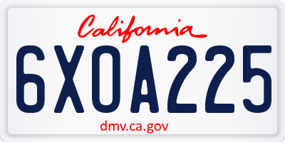 CA license plate 6XOA225