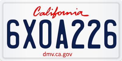 CA license plate 6XOA226