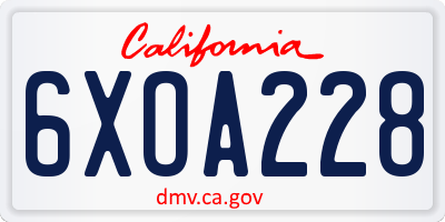 CA license plate 6XOA228