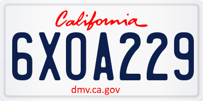 CA license plate 6XOA229