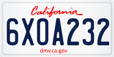 CA license plate 6XOA232