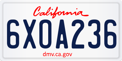 CA license plate 6XOA236