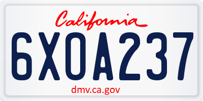 CA license plate 6XOA237