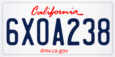 CA license plate 6XOA238