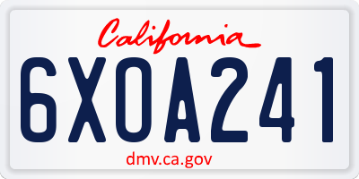 CA license plate 6XOA241