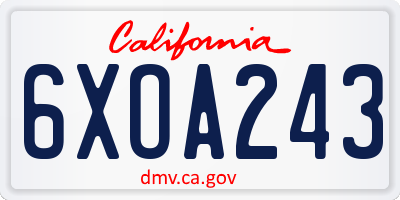 CA license plate 6XOA243
