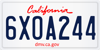 CA license plate 6XOA244