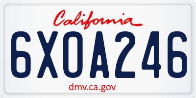 CA license plate 6XOA246
