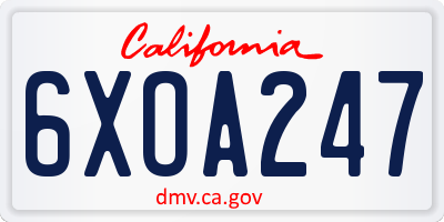 CA license plate 6XOA247