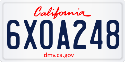 CA license plate 6XOA248