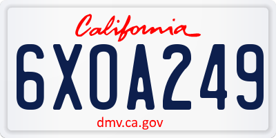 CA license plate 6XOA249