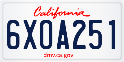 CA license plate 6XOA251