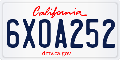 CA license plate 6XOA252