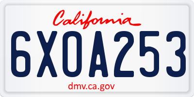 CA license plate 6XOA253