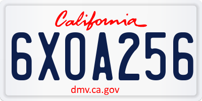 CA license plate 6XOA256