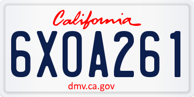 CA license plate 6XOA261