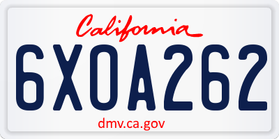 CA license plate 6XOA262