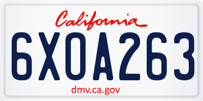 CA license plate 6XOA263
