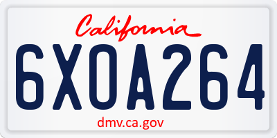 CA license plate 6XOA264