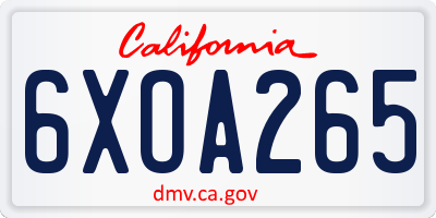 CA license plate 6XOA265