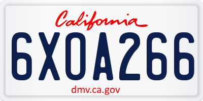 CA license plate 6XOA266