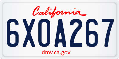 CA license plate 6XOA267