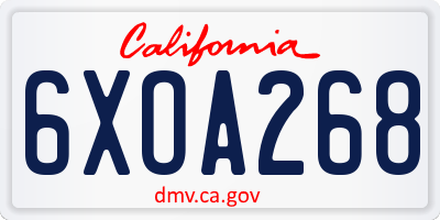 CA license plate 6XOA268