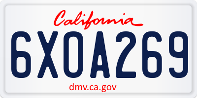 CA license plate 6XOA269