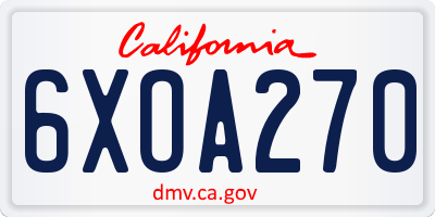 CA license plate 6XOA270