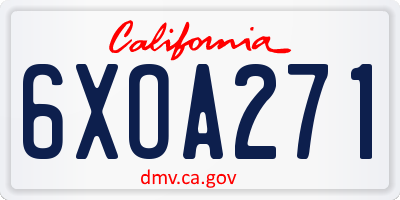 CA license plate 6XOA271