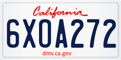 CA license plate 6XOA272