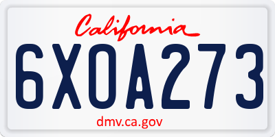 CA license plate 6XOA273